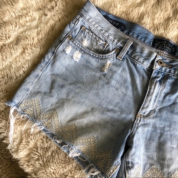Lucky Brand Jean Shorts The Cut Off Embroidered - Picture 3 of 8